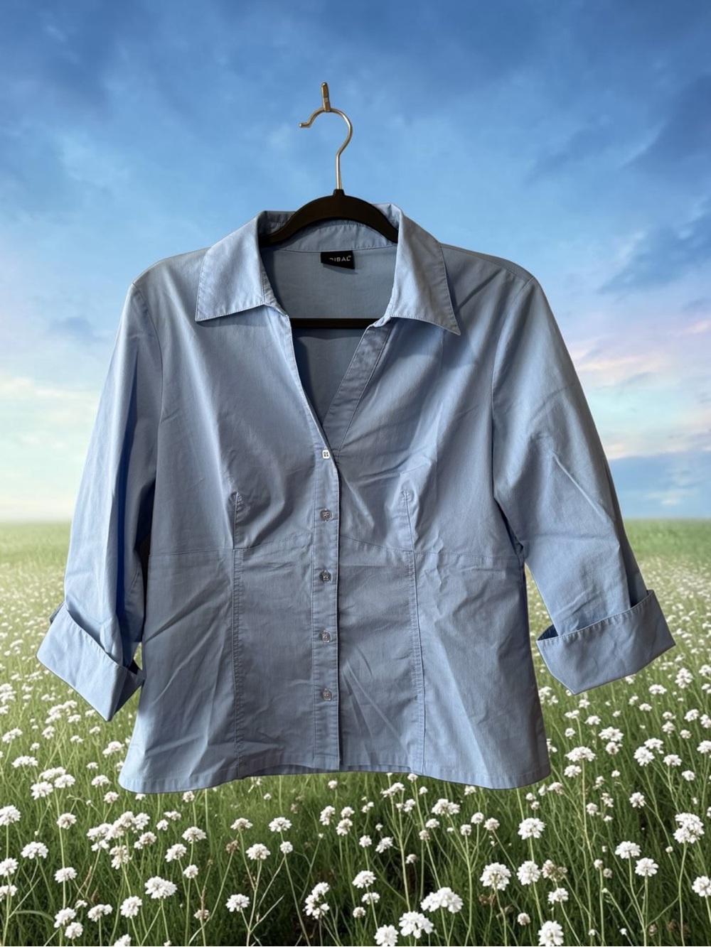 Tribal Light Blue Button-Down Women's Shirt